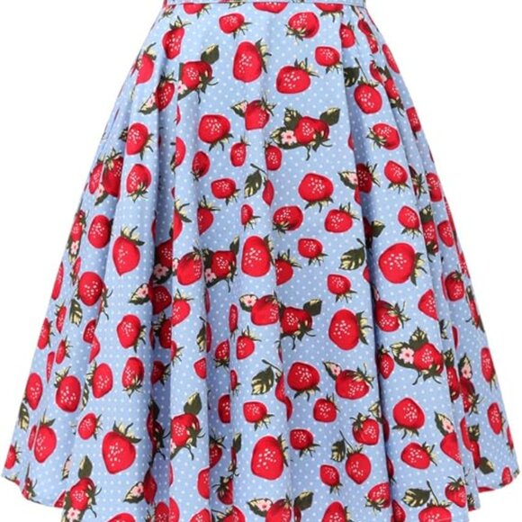 50's Retro Vintage Full Circle Skirt Women's Cocktail Party A-Line Skirt - Picture 2 of 9